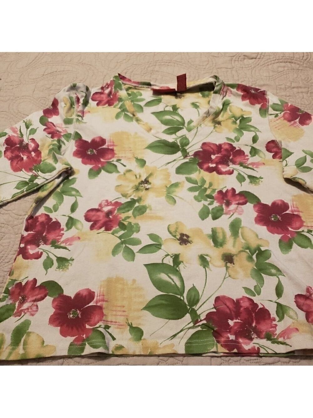 Vintage 90s Gloria Vanderbilt Shirt - Floral knit.